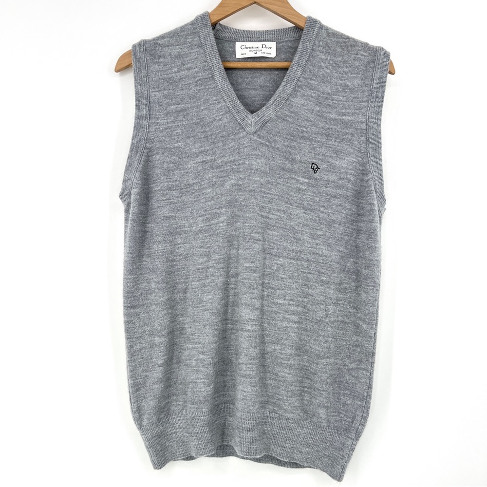 Christian Dior sweater vest vintage mens gray v neck